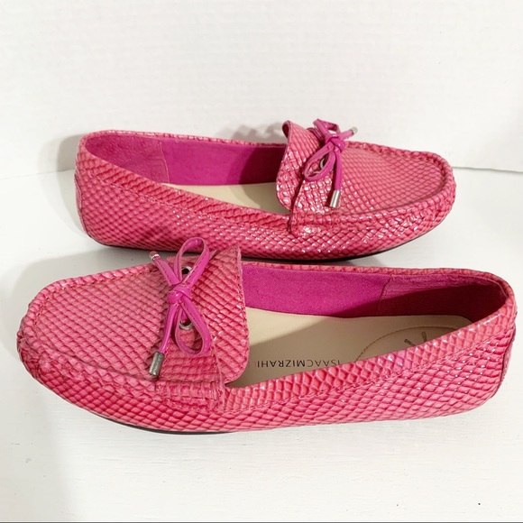 Isaac Mizrahi Live! Alison Leather Snakeskin Embossed Slip On Loafer Moccasin 🩷 - Picture 4 of 11